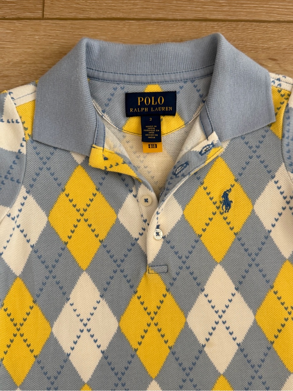 Polo by Ralph Lauren Blue, Yellow & White Argyle Polo Dress - Picture 3 of 3